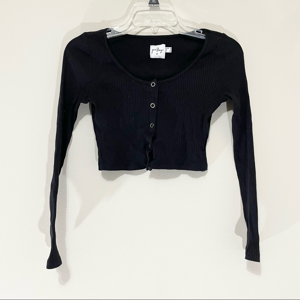 Princess Polly Ribbed Cropped Long Sleeve Size 4